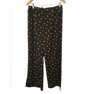Fashion Union Womens Size 10 Printed Black  Cropped Pants Floral Wide Leg